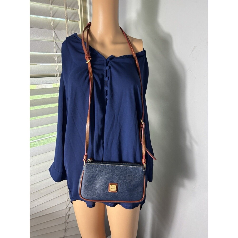 Dooney & Bourke Coated Canvas Leather Eva Lexi Crossbody Bag Brown/Blue